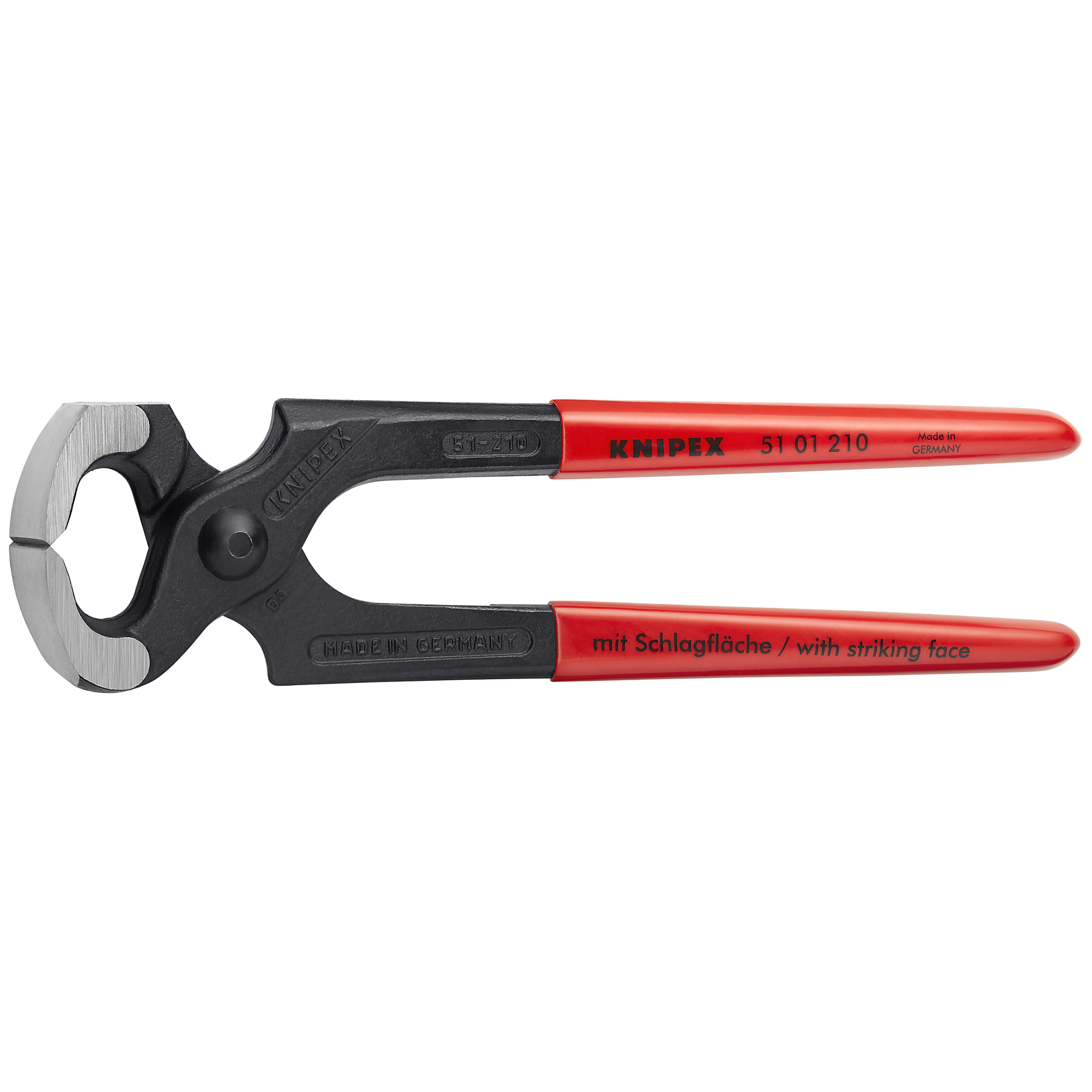 KNIPEX, Carpenters End Cutting Pliers-Hamr Head, 8.25in., Pieces (qty.) 1 Material Steel, Jaw Capacity 0.078 in, Model# 51 01 210